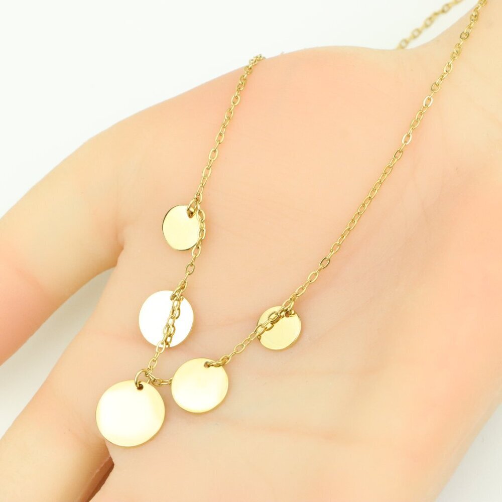Elegant Yellow Gold Plated Necklace with Round Disc Charms, XPNL0385